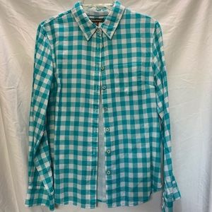 Tommy Bahama Plaid Print Button Down Shirt Top